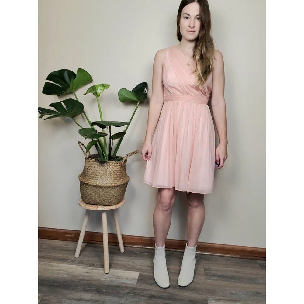 J. Crew Kylie One Shoulder Pleated Silk Dress Misty Rose 4P